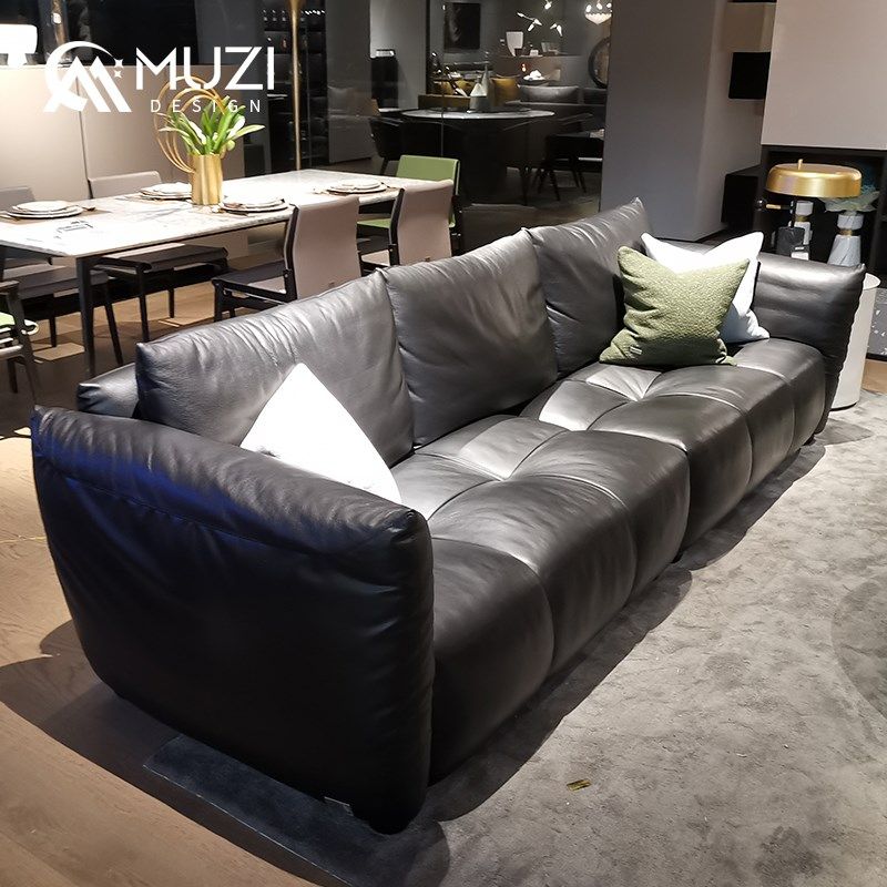 意式极简真皮沙发组合大户型客厅现代简约轻奢头层牛皮沙发黑色,住宅家具,皮艺沙发,淘宝优惠券,粉丝福利购,淘宝优惠卷