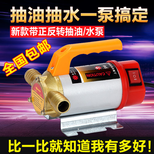 灼濛 12v24V220V伏抽水泵直流加油泵电动抽油泵自吸泵柴油吸油泵