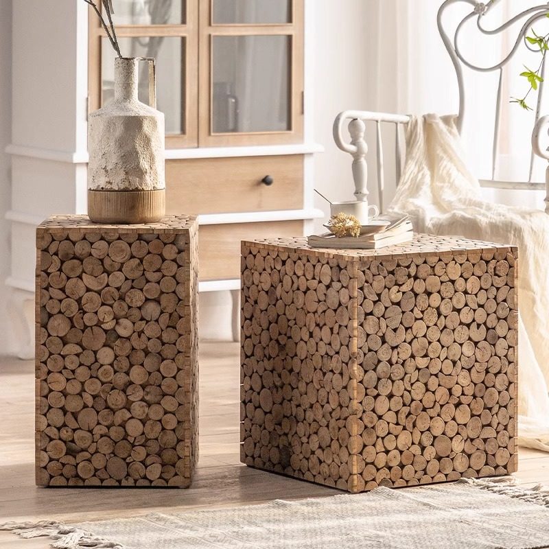 侘寂风原木小茶几实木复古做旧民宿创意方桌沙发边几床头柜展台架,住宅家具,角几/边几,淘宝优惠券,粉丝福利购,淘宝优惠卷