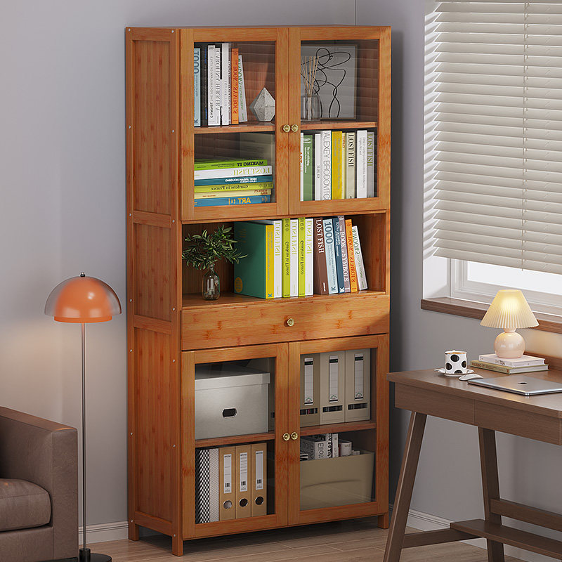 书柜带门儿童客厅家用大容量储物落地窄防尘收纳书架实木靠墙美式,住宅家具,单个书柜,淘宝优惠券,粉丝福利购,淘宝优惠卷