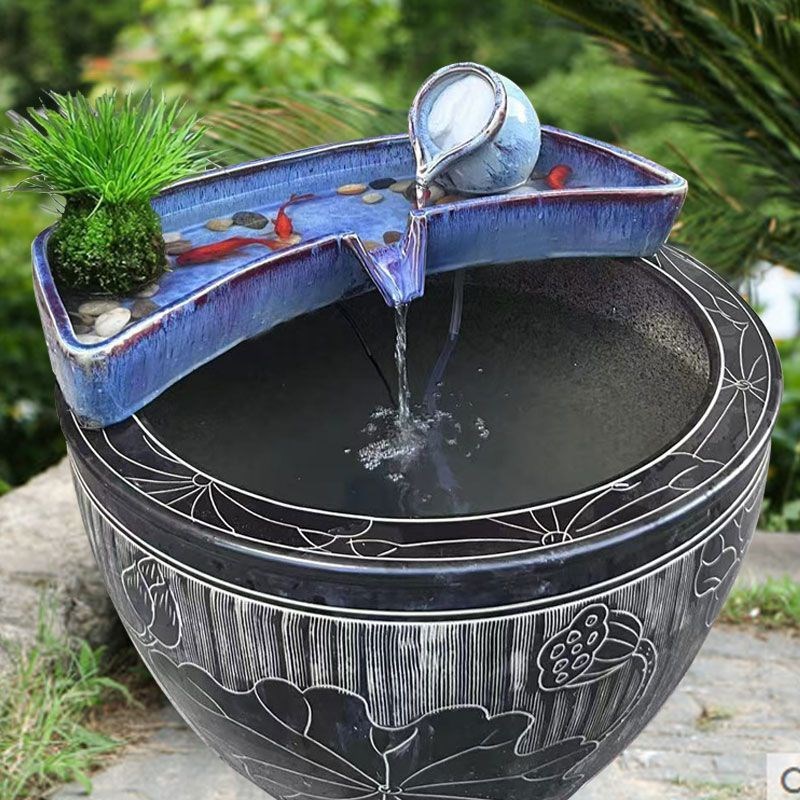 水缸养鱼循环水泵流水摆件造景过滤器养鱼石槽水池中式创意微景观