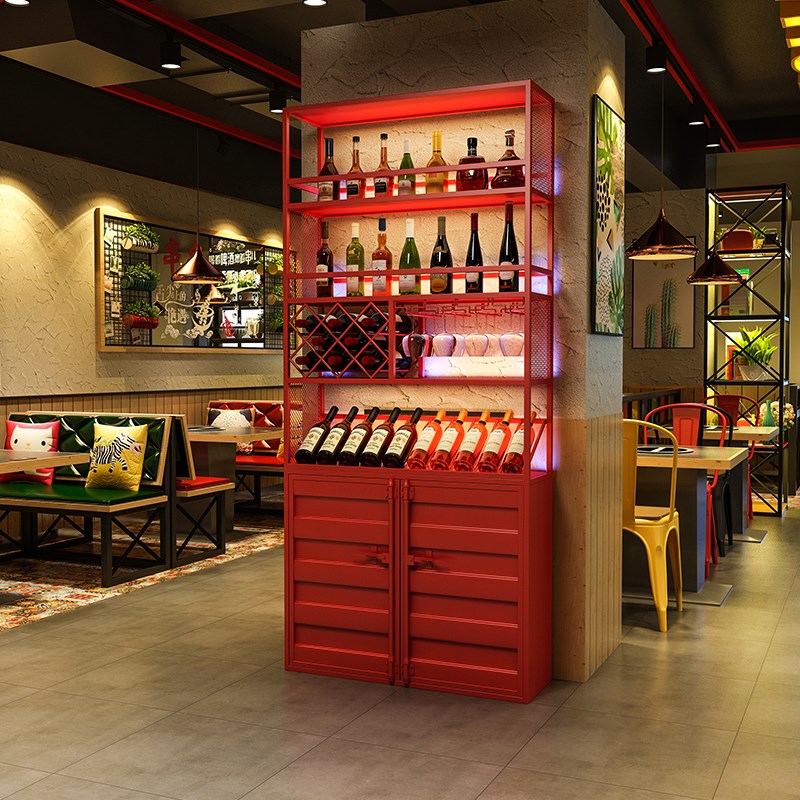 铁艺工业风红酒酒柜置物架展示架子落地餐厅酒吧吧台创意酒架商用