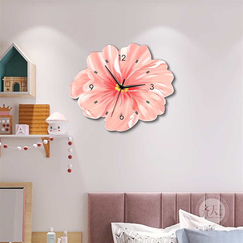 郁金香创意钟表挂钟画客厅卧室装饰画餐厅花卉静音时钟挂画免打孔图片