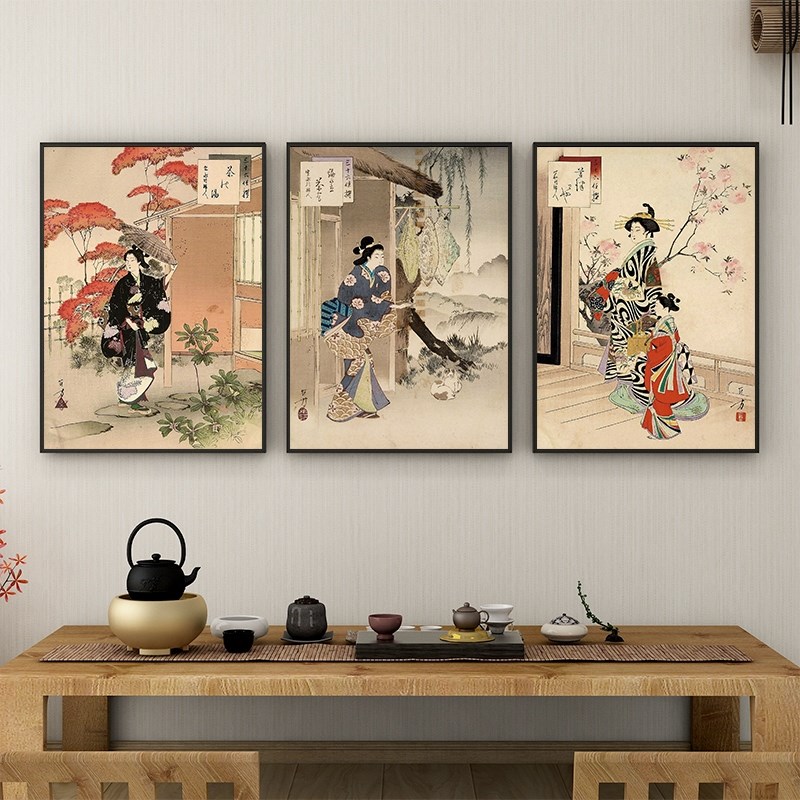 餐桌居酒屋仕女图挂画日料店日式壁画餐厅墙上的定做装饰画饭厅图片