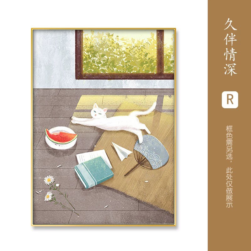小猫挂画可爱猫咪装饰画客厅卧室床头挂画儿童房背景墙壁画图片