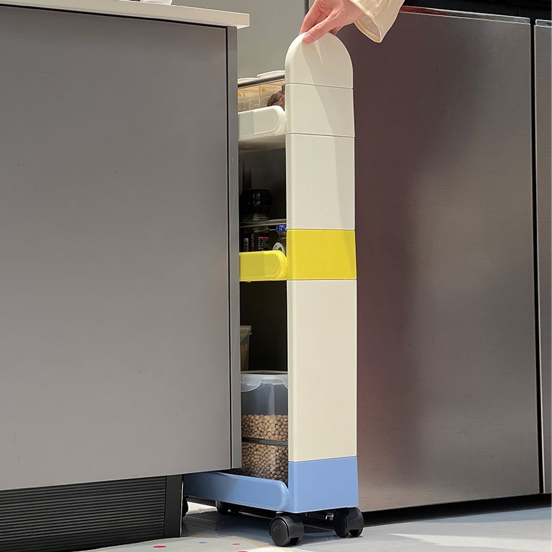 厨房夹缝置物架落地可移动窄缝小推车卫生间多功能收纳整理架