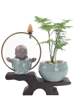 新中式禅意办公室绿植装饰品客厅书桌面家居中式陶瓷玄关摆件厂家