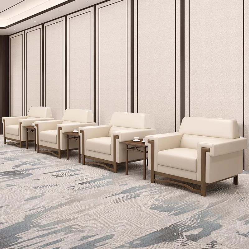 办公室沙发贵宾接待会议室商务酒店大堂政府会客厅布艺单人位茶几