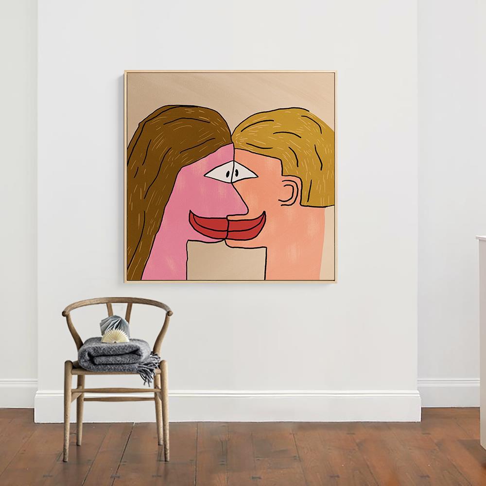 居画和你黏在一起~ 现代抽象油画人物装饰画艺术工作室挂画民宿小图片
