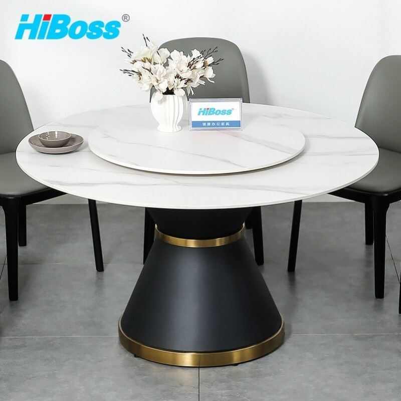 HiBoss餐桌家用小户型饭桌餐厅餐桌岩板桌面1.2米单桌带转盘