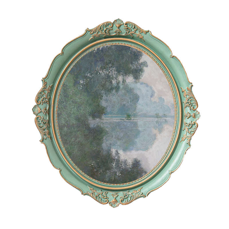欧式轻奢圆框装饰画客厅莫奈油画抽象风景玄关壁画小众艺术挂画图片