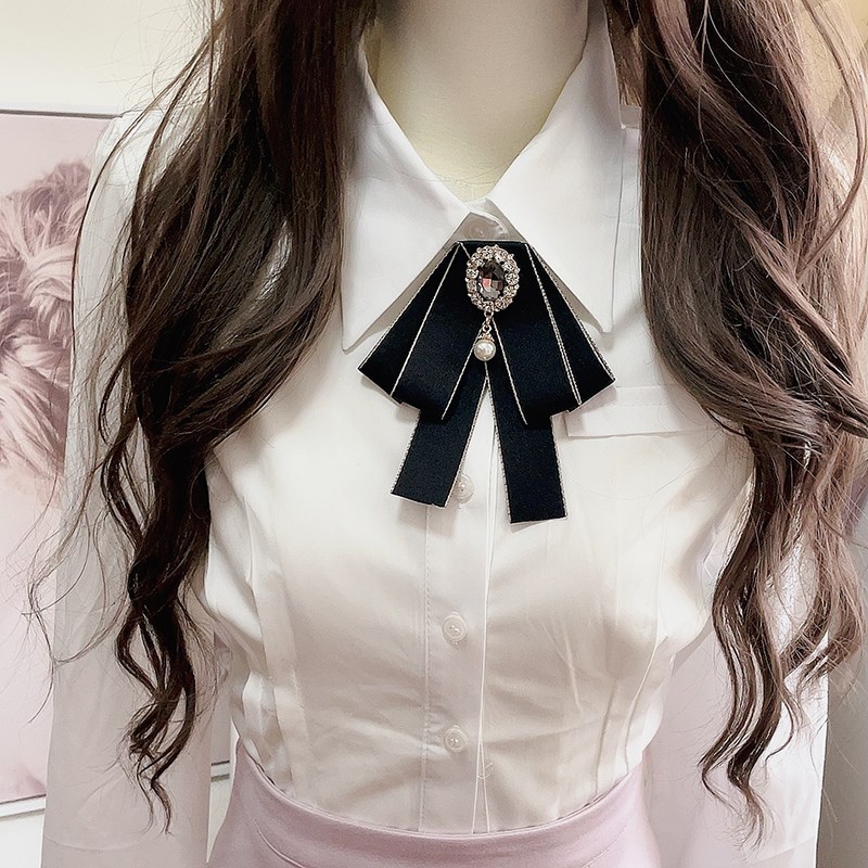 领结女韩版蝴蝶结白衬衫衣服配饰职业领花黑色学院风毕业领花别针
