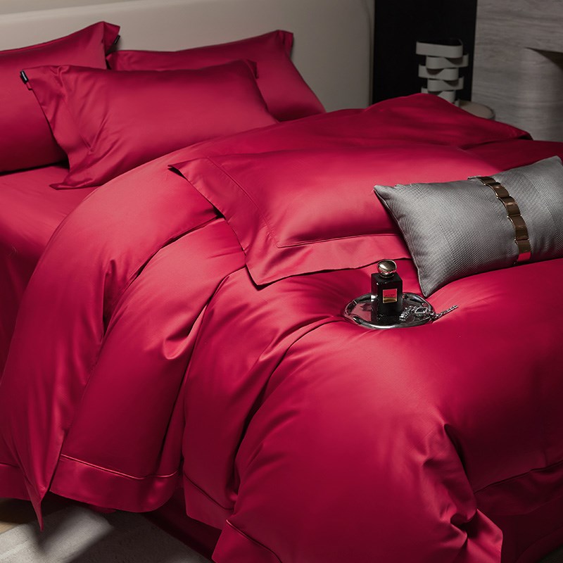 大红色结婚120S长绒棉床单四件套喜被罩轻奢婚庆全棉床上用品