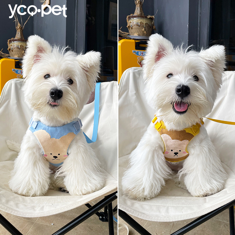狗狗牵引绳背心式刺绣胸背带小型犬可爱狗绳狗链子遛狗绳背带
