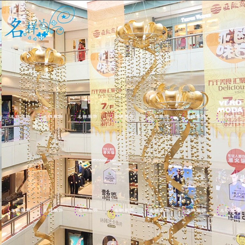 名样美陈中庭吊饰立体蝴蝶结DP点道具布置商场酒店购物中心美陈