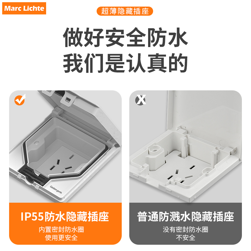 IP55防暴雨级户外86型防水开关面板室外浴室一开二位灯单控开关