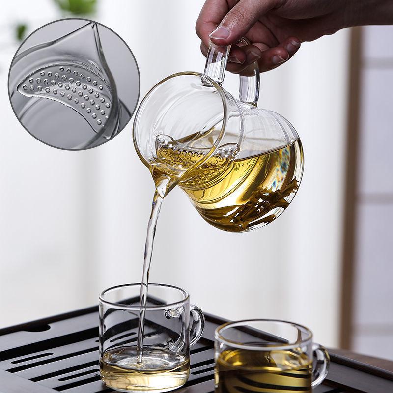 月牙公道杯玻璃带茶漏过滤网一体茶水分离泡茶公杯分茶器家用