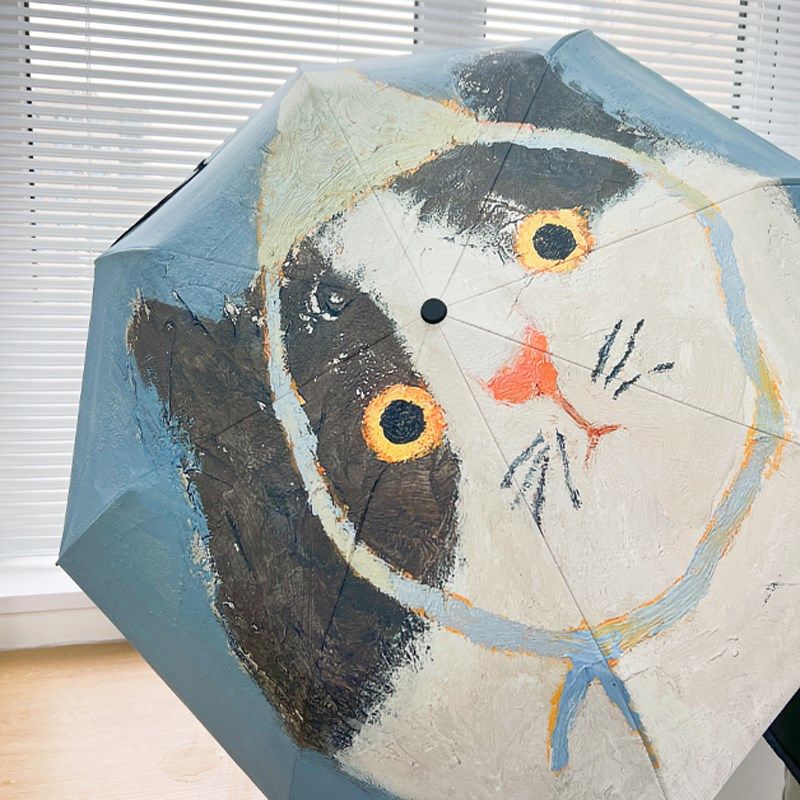 油画猫咪女折叠防遮阳伞晴雨两用雨伞便捷全自动,居家日用,伞,淘宝优惠券,粉丝福利购,淘宝优惠卷