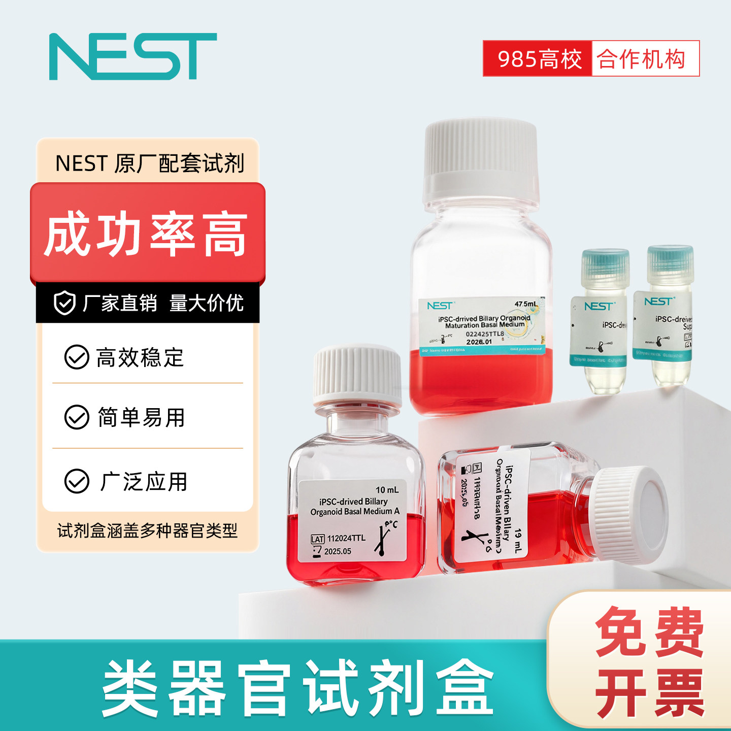 NEST耐思类器官培养试剂盒 ipsc诱导分化肝脏 鼠源人源组织胃肺肠