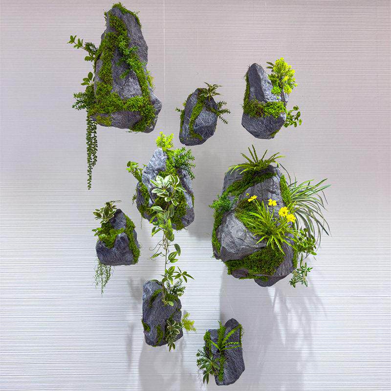 wo+仿真悬浮石头假植物造