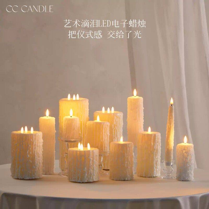 手作滴泪电子蜡烛仿真LED灯创意家居婚礼氛围摆件酒吧民宿软装饰