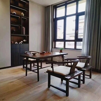 君和宋檀阳台茶桌椅组合新中式风爱里古夷苏木榫卯实木家具可定制