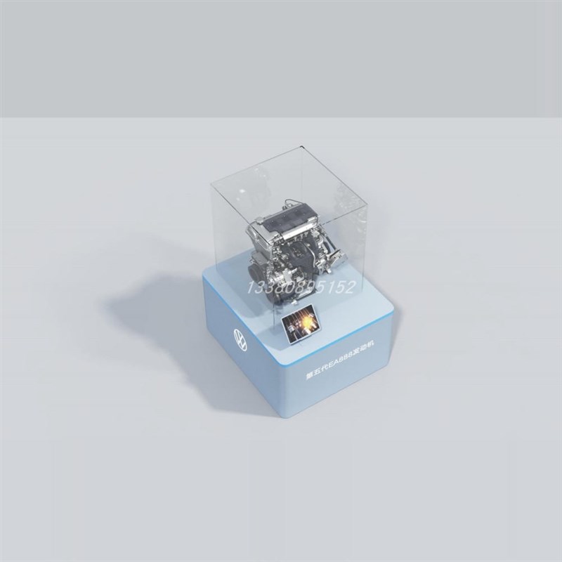 定制展示柜上汽大众第五代EA888发动机展示木质烤漆亚克力罩展台