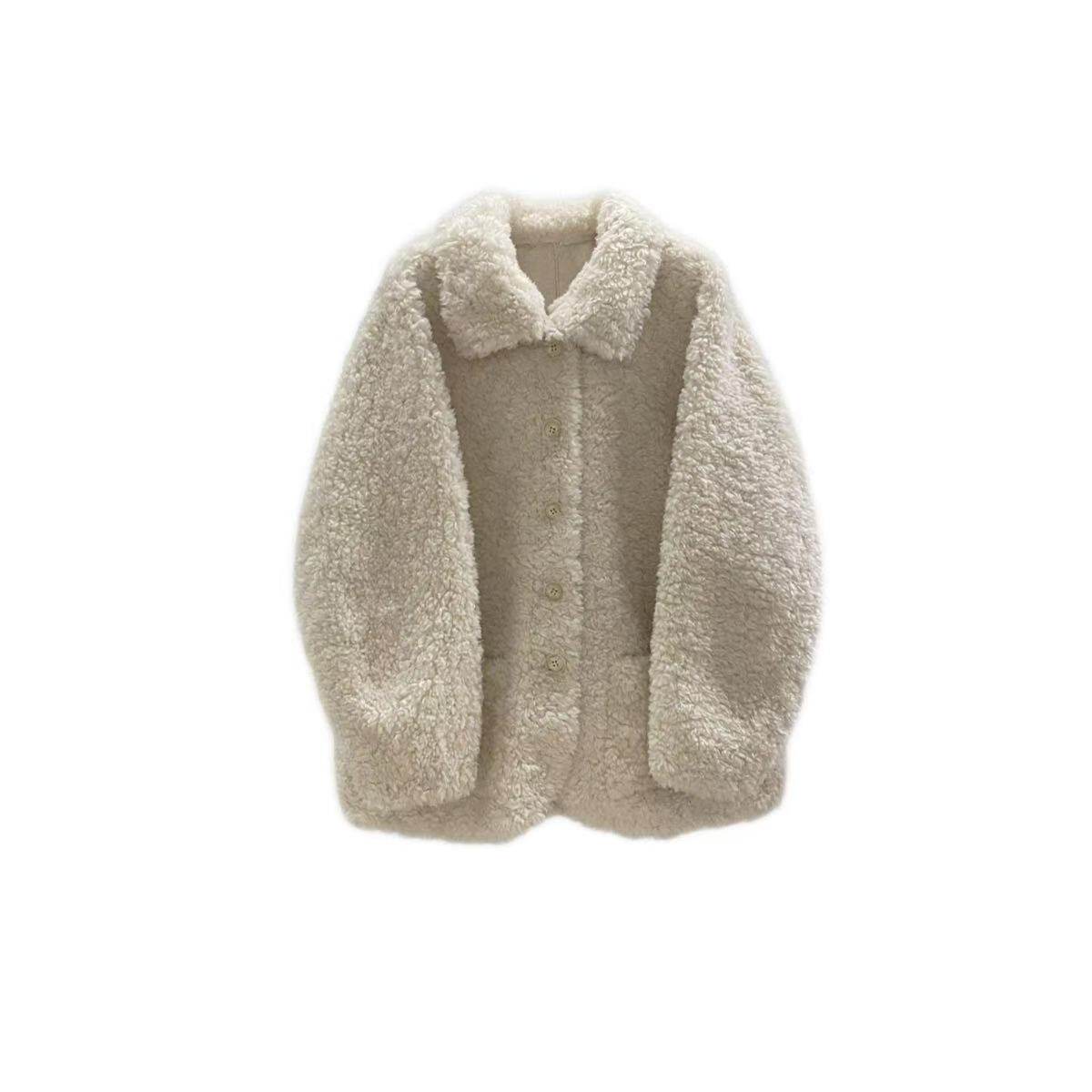 初晓2025冬季意式女短外套秋冬双面外套冬装毛绒女装休闲 25210