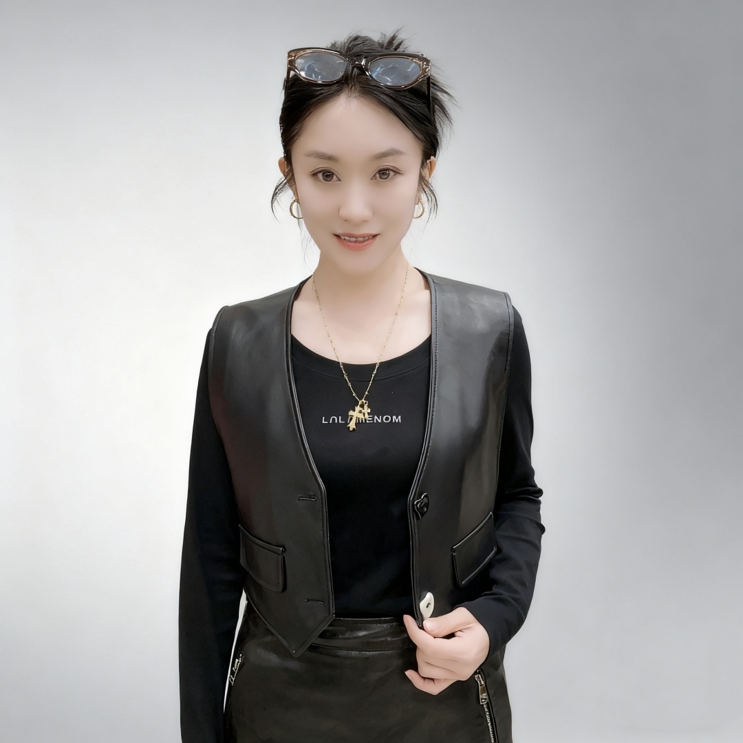 初晓2025年秋季工装风短款女极简风时尚女士马甲 黑色 棕色 837