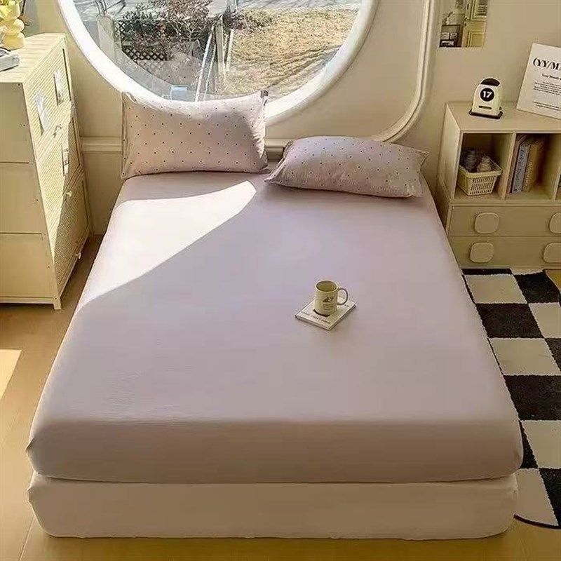 小清新纯色针织棉细纱床舒服简单床笠款180*200  G12