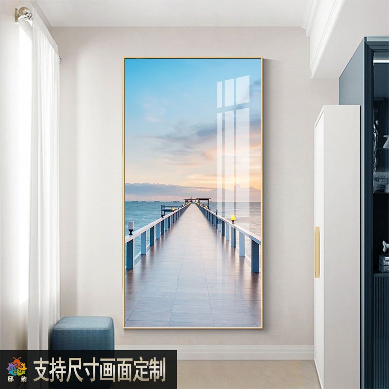 走廊过道楼梯装饰画现代简约风景摄影挂画空间延伸感玄关壁画竖版图片