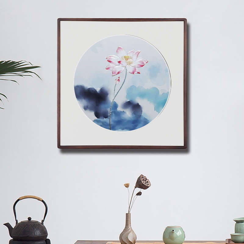 铜雕画 手工錾刻《荷韵》客厅书房卧室玄关装饰画 沙发背景墙挂画