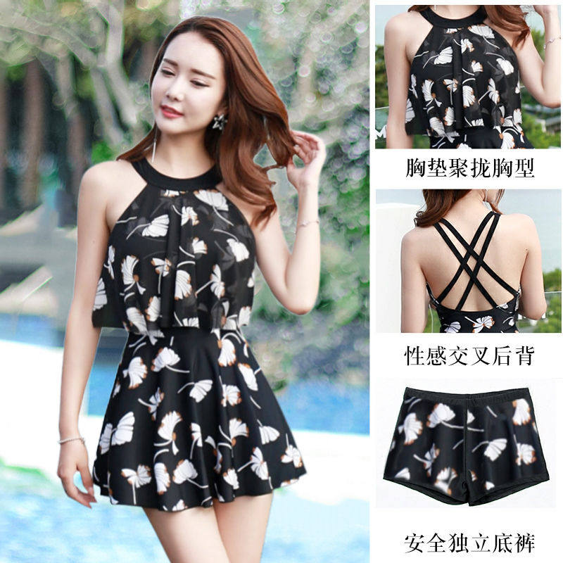 亲子泳衣女新款保守遮肚显瘦分体女童公主泳衣母女装成人温泉泳装