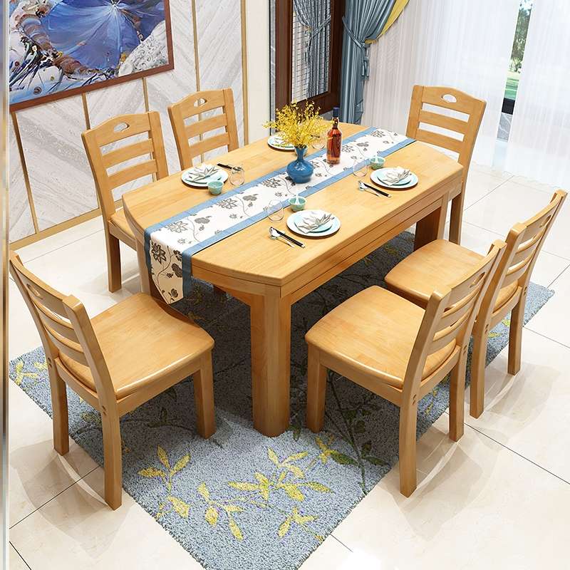 福州实木餐桌椅组合简约现代折叠伸缩两用餐桌家用吃饭桌子小户型