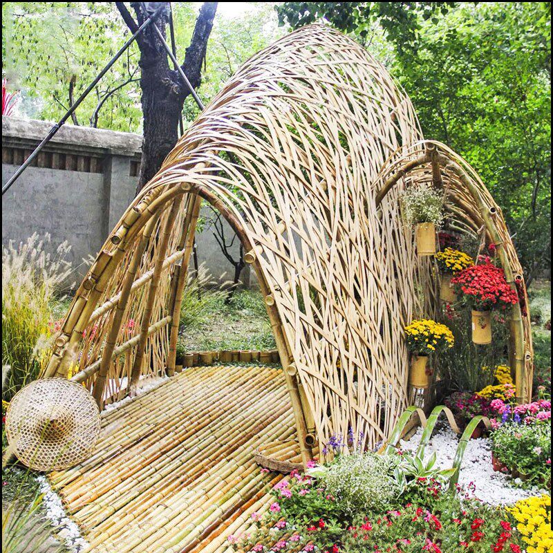 大型竹编装置美陈雕塑打造室外竹艺景观公司公园景区空间装饰施工