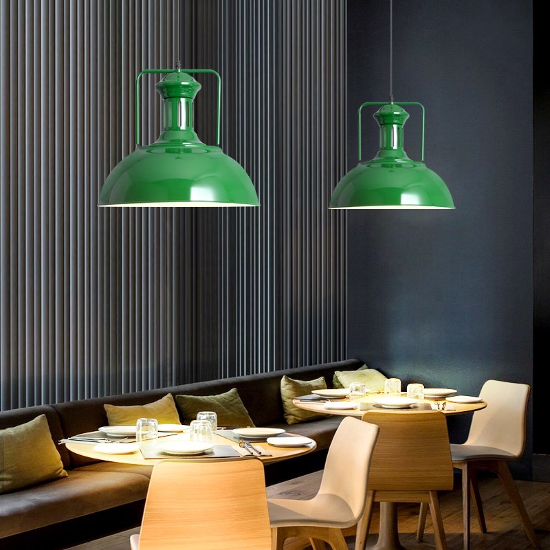 吊灯创意个性艺术绿色复古怀旧工业风铁艺火锅店仿古餐厅吧台灯罩