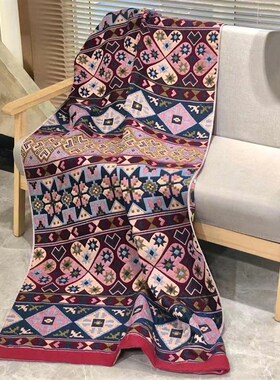 北欧现代沙发巾纯棉浴巾布艺靠背巾90x180cm四层大浴巾盖毯1.8米