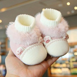 婴儿冬季步前加绒鞋0-1岁男女宝宝保暖可爱套脚步前棉鞋3-12个月
