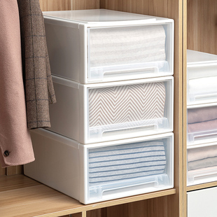 抽屉式收纳箱塑料透明衣柜收纳盒整理箱家用加厚储物柜子