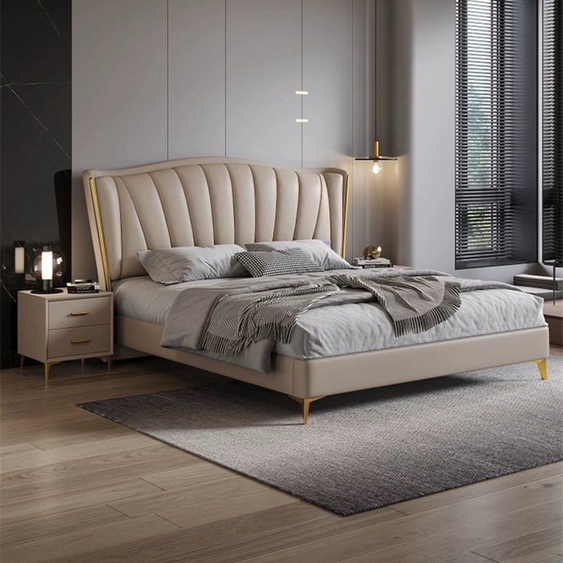 床现简约主卧室大床轻奢皮艺床高端大气双人储物婚床