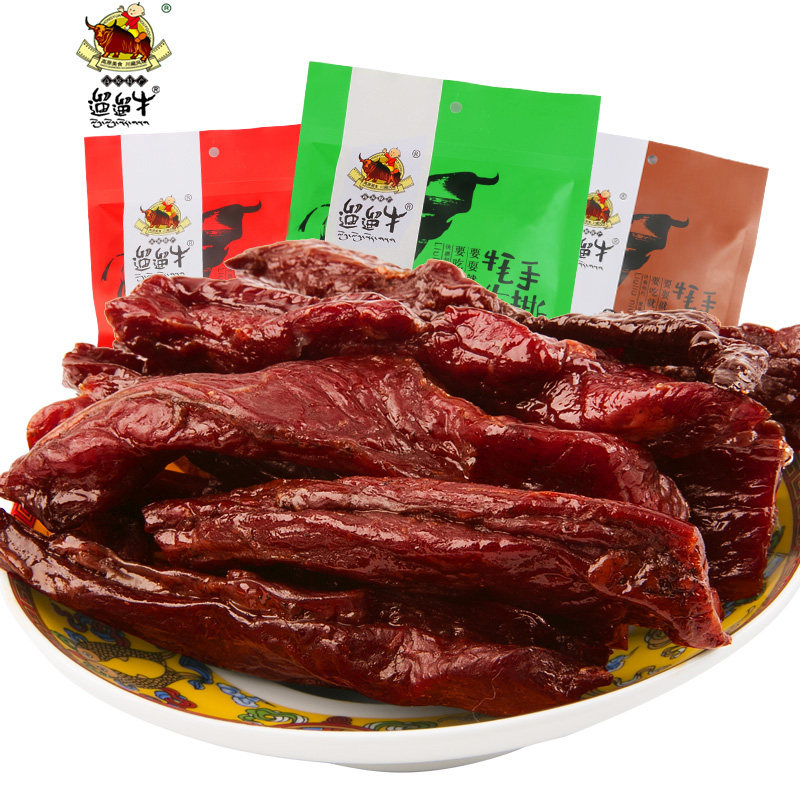遛遛牛手撕牦牛肉四川阿坝红原特产小包装五香麻辣牛肉干休闲零食