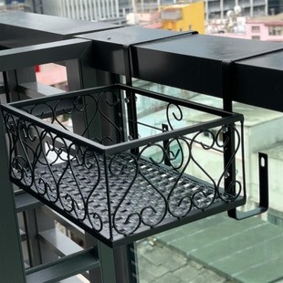 阳台置物架玻璃栏杆花架铁艺悬挂花盆架护栏窗台多肉花架子挂架
