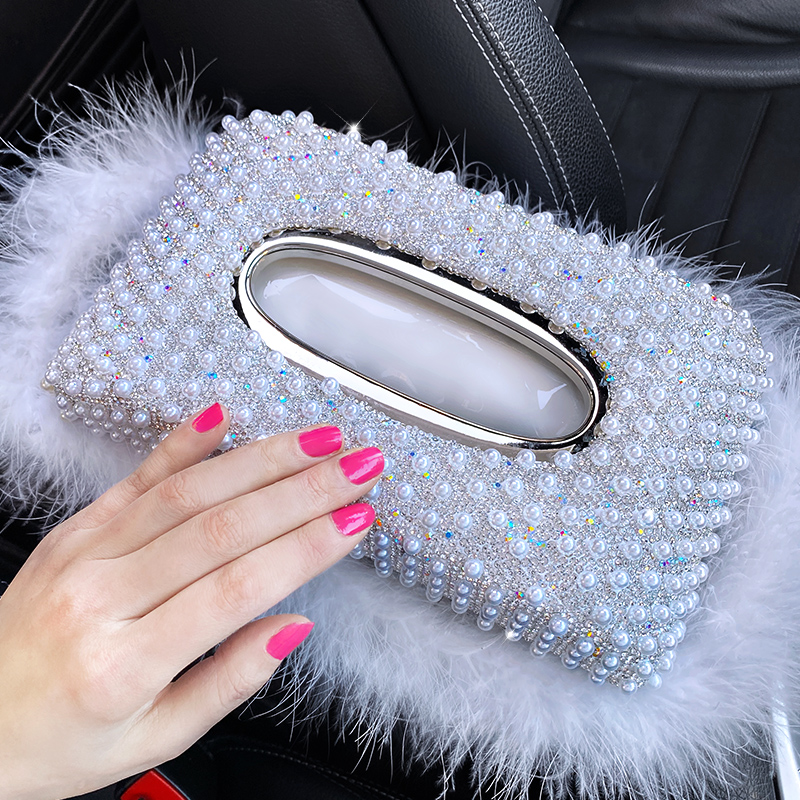 珍珠汽车座式抽纸盒车载纸巾抽车内中控纸巾盒车用抽纸盒女士