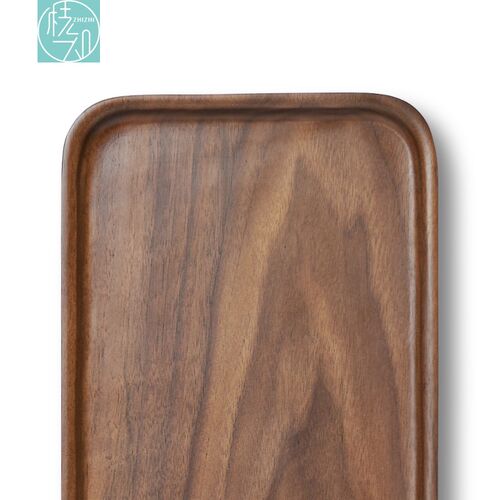 北美黑胡桃木实木整木四足带脚方形家用办公室茶室茶盘茶托点心盘