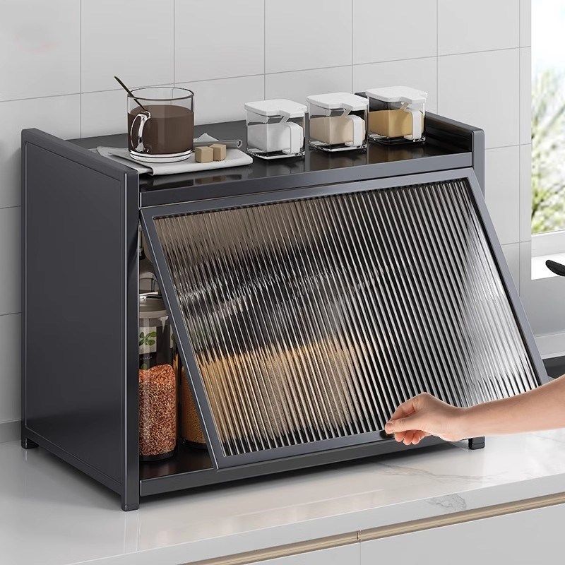 带门厨房调料品置物架台面带盖双层大容量多功能家用调料收纳柜子,厨房/烹饪用具,厨房置物架/置物柜/角架,淘宝优惠券,粉丝福利购,淘宝优惠卷