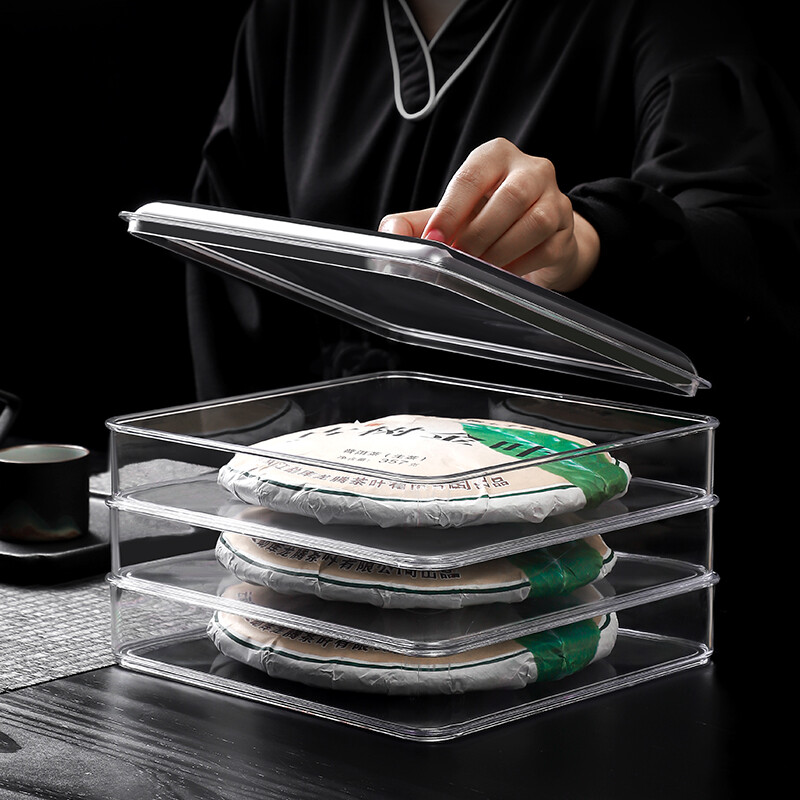 孟瀚茶饼盒白茶包装储存茶盒防潮密封茶叶罐多层透明普洱茶收纳盒