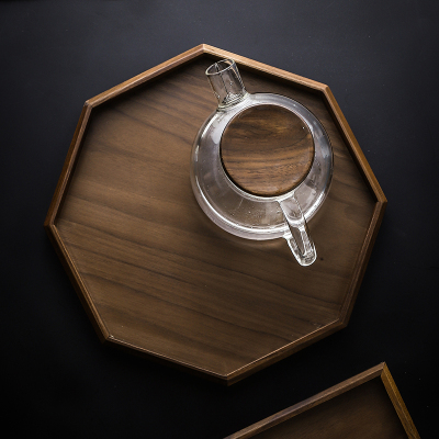 胡桃木托盘长方茶餐具托饰首盘盘形茶水盘餐厅客厅实木托盘