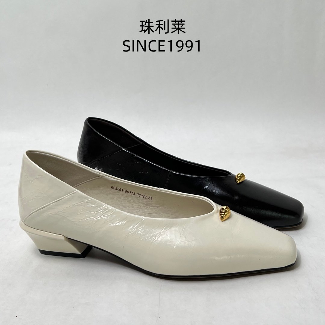 珠利莱26春款通勤风方头深口单鞋女低跟金属装饰百搭舒适气质女鞋,女鞋,深口单鞋,淘宝优惠券,粉丝福利购,淘宝优惠卷