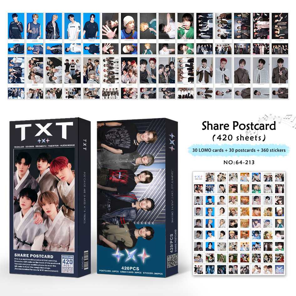 新款420张TXT明星男团有声分享明信片新专周边祝福卡片