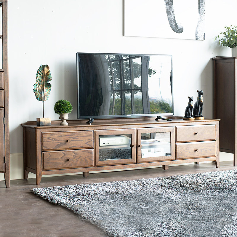 治木工坊全实木电视柜.米米 橡木电视柜地柜胡桃色客厅柜